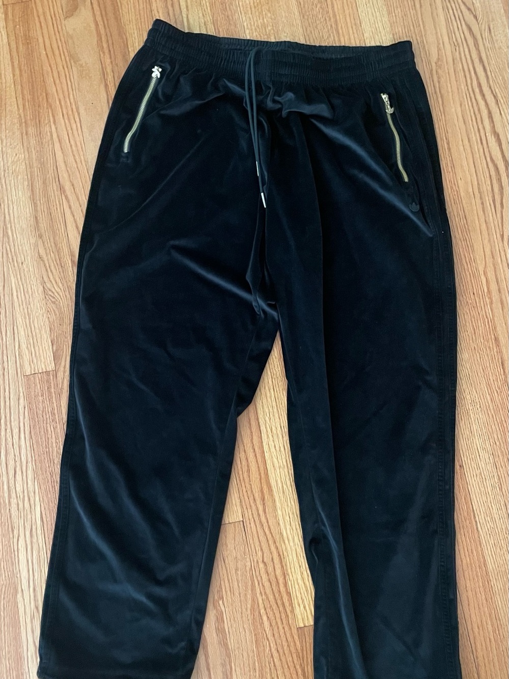 Women’s Black Velour Adidas Drawstring Jogger Pants